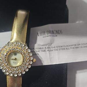 White Diamonds Elizabeth Taylor Watch with Crystal Accents
